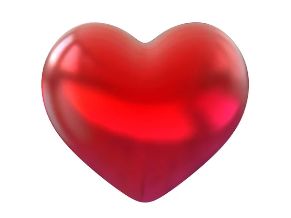 Rotes Herz Glänzende Form Isoliert Auf Weißem Hintergrund Mit Clipping — Stockfoto
