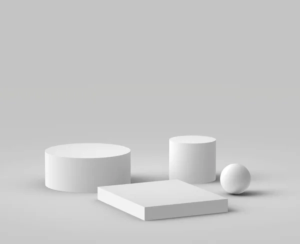 Weiß Grauen Podium Minimalen Studio Hintergrund Abstrakte Darstellung Geometrischer Formen — Stockfoto
