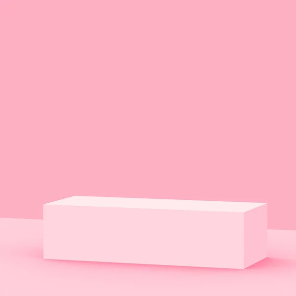 3Dピンクのキューブとボックスの表彰台最小シーンスタジオの背景 概要3D形状オブジェクトイラストレンダリング 化粧品ファッションやバレンタイン製品の表示 — ストック写真