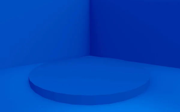Azul Cilindro Podio Mínimo Fondo Estudio Abstracto Forma Geométrica Objeto —  Fotos de Stock