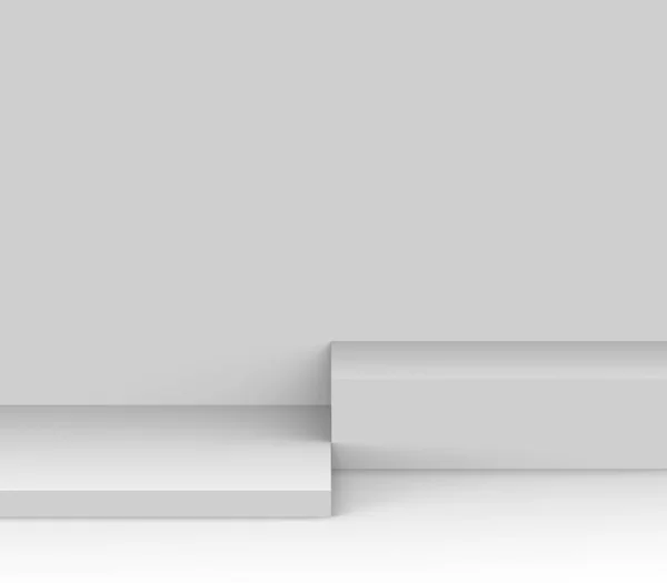 3D灰白色立方体和盒式讲台最小场景工作室背景 摘要三维几何形体图解绘制 网上商业产品的展示 — 图库照片