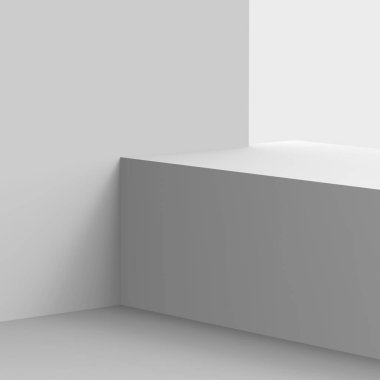 3D gri sahne sahnesi stüdyo arkaplanı çok az. Soyut 3d geometrik şekil çizimi. Çevrimiçi iş ürünü için göster.