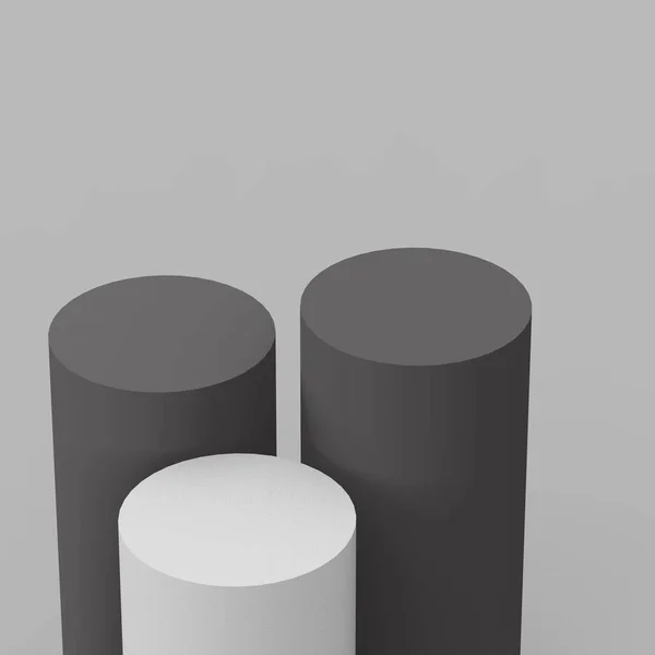 Grijs Wit Zwart Cilinder Podium Minimale Studio Achtergrond Abstract Geometrische — Stockfoto