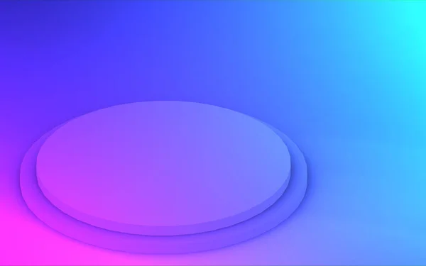 Фіолетовий Синій Неоновий Світловий Циліндр Подіум Мінімальний Студійний Градієнт Темних — стокове фото