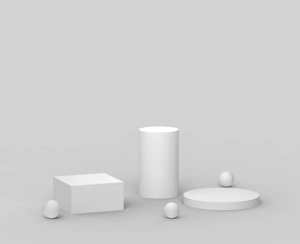 Blanc Gris Podium Fond Studio Minimal Illustration Abstraite Objet Forme — Photo