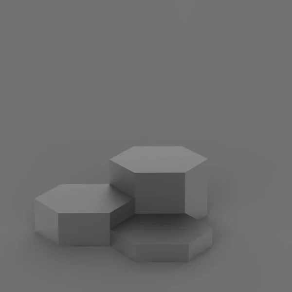 Black Gray Hexagon Podium Minimal Studio Background Abstract Geometric Shape — Stock Photo, Image