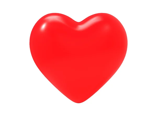 Röd Hjärta Glänsande Form Isolerad Vit Bakgrund Med Klippning Väg — Stockfoto