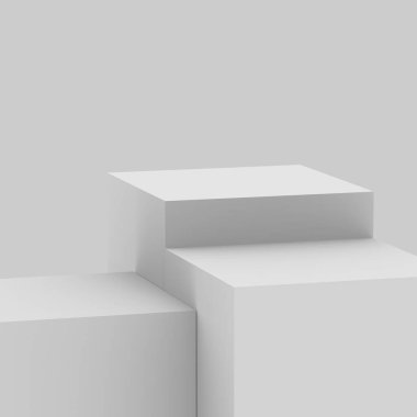 3D gri sahne sahnesi stüdyo arkaplanı çok az. Soyut 3d geometrik şekil çizimi. Çevrimiçi iş ürünü için göster.