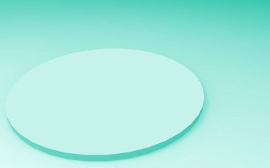 3D yeşil, parlak silindir podyum stüdyo arkaplanı. Soyut 3d geometrik şekil çizimi. Gıda için doğal ürün görüntüsü.