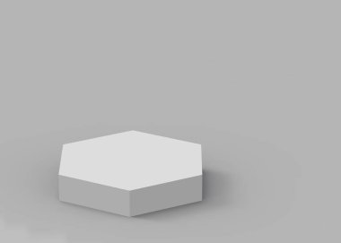 3d beyaz gri altıgen podyum minimum stüdyo arka planı. Soyut 3d geometrik şekil çizimi. Kozmetik ve güzellik ürünleri için görünüm.