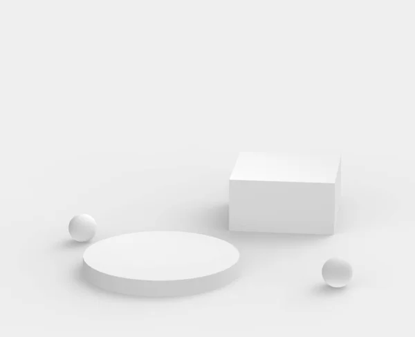 Wit Grijs Podium Minimale Studio Achtergrond Abstract Geometrische Vorm Object — Stockfoto