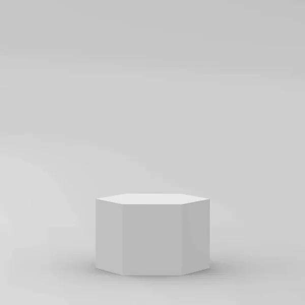 White Gray Hexagon Podium Minimal Studio Background Abstract Geometric Shape — Stock Photo, Image