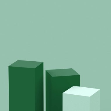 3D Olive Green Küpler kare podyum minimum stüdyo arka planı. Soyut 3d geometrik şekil çizimi. Gıda için doğal ürün görüntüsü.
