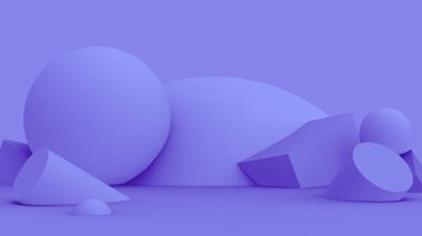 3D mor sahne stüdyo arka planında modern tasarım. Soyut 3d geometrik şekil çizimi. Kozmetik moda ürünü için gösterim.