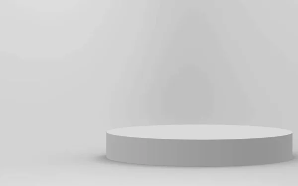 Gris Blanc Brillant Cylindre Podium Fond Studio Minimal Abstrait Géométrique — Photo