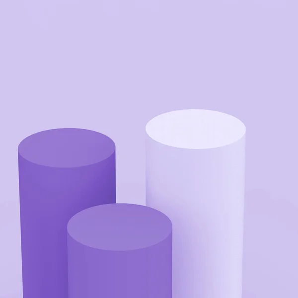 Paars Violet Wit Cilinder Podium Minimale Studio Achtergrond Abstract Geometrische — Stockfoto