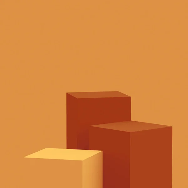 Orange Brown Cubes Square Podium Minimal Studio Background Abstract Geometric — Stock Photo, Image