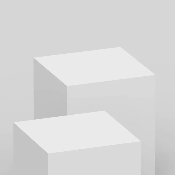 Cubo Bianco Grigio Podio Scatola — Foto Stock
