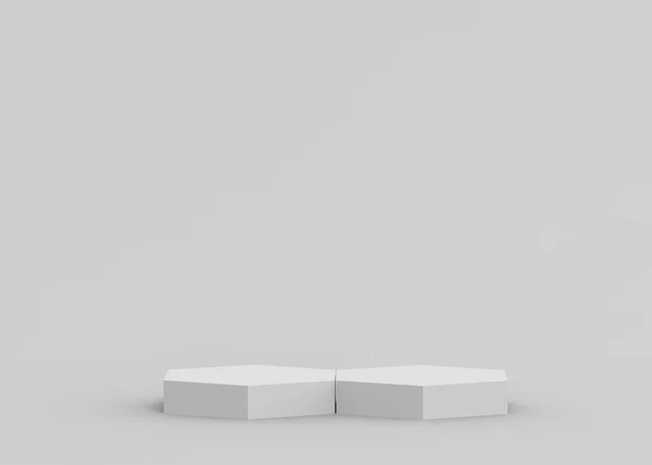 Vit Grå Hexagon Podium Minimal Studio Bakgrund Abstrakt Geometrisk Form — Stockfoto