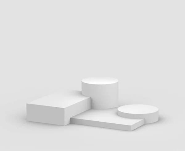 Beyaz Gri Podyum Stüdyo Arka Planı Soyut Geometrik Şekil Çizimi — Stok fotoğraf