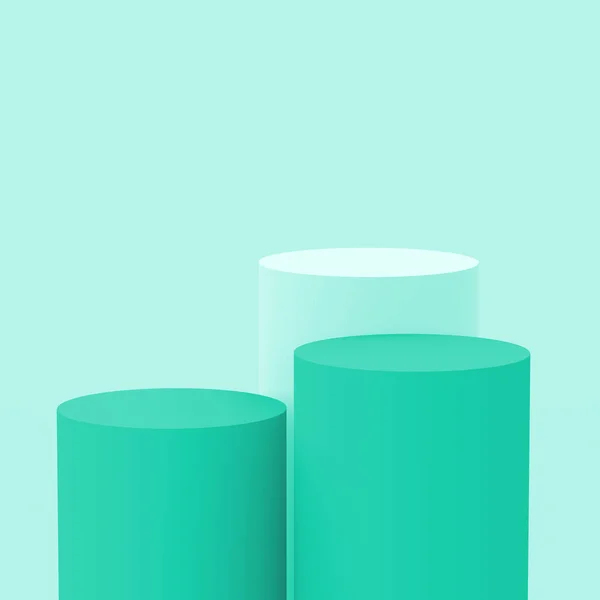 Groene Turquoise Pastel Cilinder Podium Minimale Studio Achtergrond Abstract Geometrische — Stockfoto