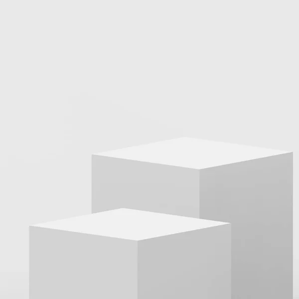 3Dグレーの白いキューブとボックスの表彰台 — ストック写真