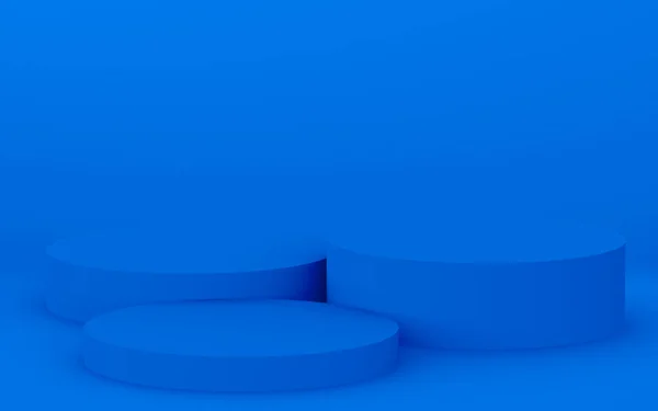 Niebieski Cylinder Podium Minimalne Tło Studio Abstrakcyjny Geometryczny Kształt Obiektu — Zdjęcie stockowe