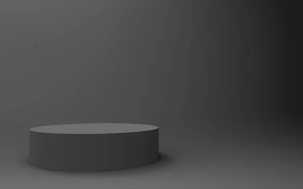 3D灰色圆柱形讲台最小工作室背景 摘要三维几何形体图解绘制 商业产品的展示 — 图库照片