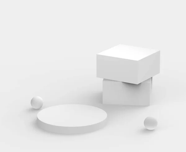 Hvit Grå Podium Minimal Studieretning Abstrakt Geometrisk Form Objektillustrasjonen Render – stockfoto