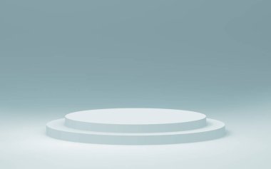 3D gri, parlak silindir podyum stüdyo arka planı. Soyut 3d geometrik şekil çizimi çizimi.