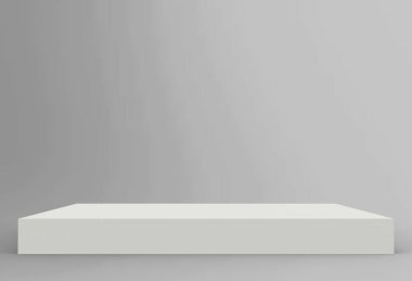 3d kaidesel beyaz küp podyum minimum stüdyo arka planı. Soyut 3d geometrik şekil çizimi 