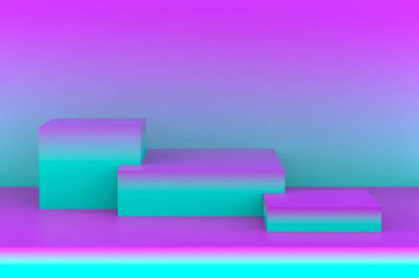 Purple Green Cubes Gradient Colors Minimal Studio Background Abstract Geometric — Stock Photo, Image