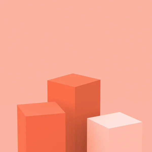 Cubes Orange Podium Carré Fond Studio Minimal Illustration Abstraite Objet — Photo