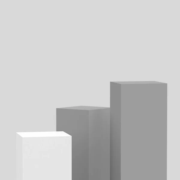 Gris Blanc Cubes Podium Carré Fond Studio Minimal Illustration Abstraite — Photo