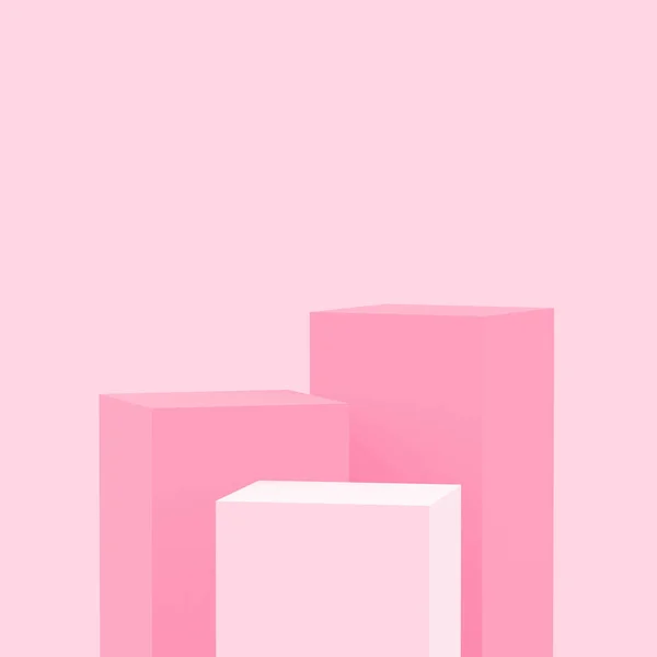Rózsaszín Kockák Négyzet Dobogó Minimális Stúdió Háttér Absztrakt Geometriai Alakú — Stock Fotó
