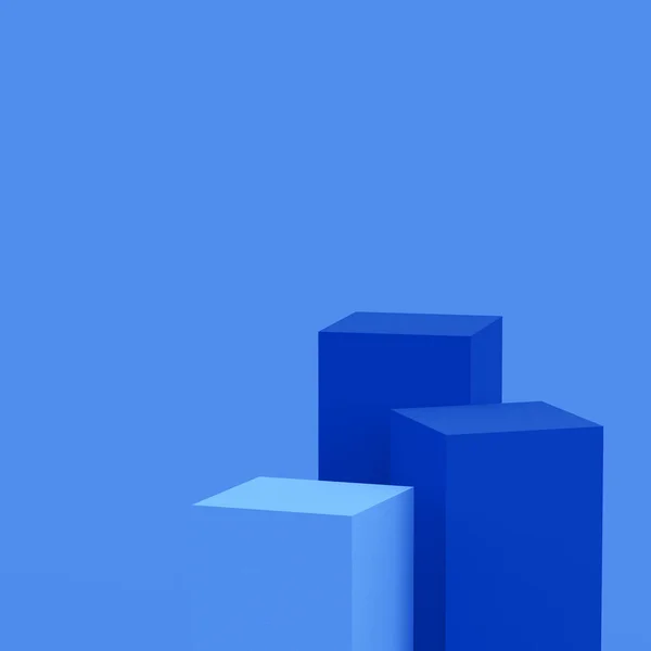 Синіх Кубиків Квадратний Подіум Мінімальний Студійний Фон Анотація Геометричної Форми — стокове фото