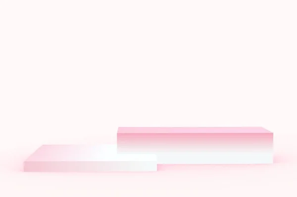 Vita Rosa Kuber Lutning Färger Mjuk Pastell Minimal Studio Bakgrund — Stockfoto