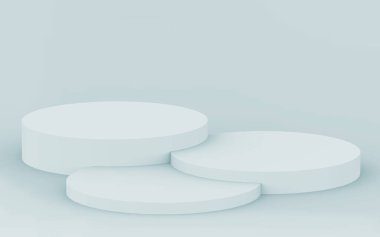 3D gri, parlak silindir podyum stüdyo arka planı. Soyut 3d geometrik şekil çizimi çizimi.