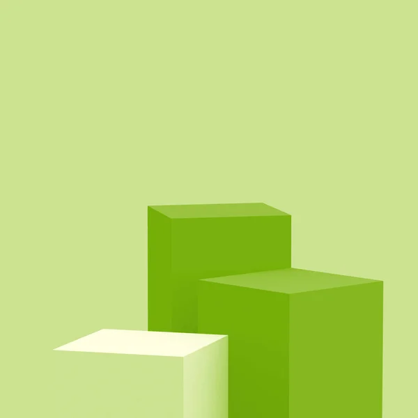 Green Cubes Square Podium Minimal Studio Background Abstract Geometric Shape — Stock Photo, Image