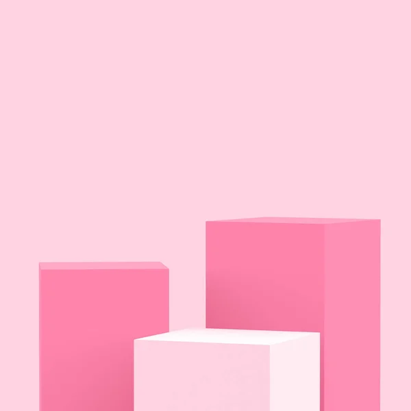 Cubos Rosa Quadrado Pódio Mínimo Estúdio Fundo Abstrato Forma Geométrica — Fotografia de Stock