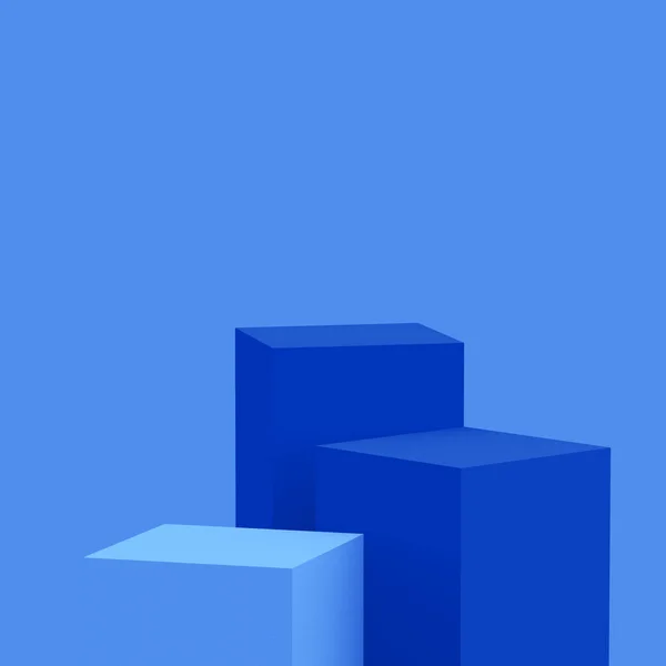 Синіх Кубиків Квадратний Подіум Мінімальний Студійний Фон Анотація Геометричної Форми — стокове фото