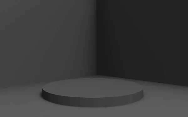 Gray Black Cylinder Podium Minimal Studio Background Abstract Geometric Shape — Stock Photo, Image