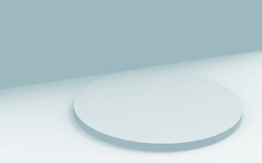 3D gri, parlak silindir podyum stüdyo arka planı. Soyut 3d geometrik şekil çizimi çizimi.