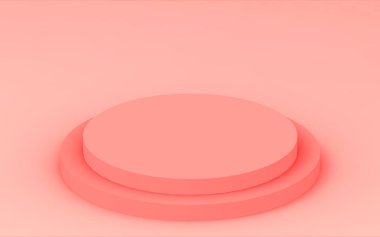 3D turuncu silindir podyum stüdyo arkaplanı. Soyut 3d geometrik şekil çizimi. Kozmetik parfüm ürünleri için görünüm. 2019 Yaşayan Mercan Yılının Rengi.