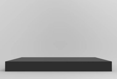 3d kaidesel siyah küp podyum minimum stüdyo arka planı. Soyut 3d geometrik şekil çizimi çizimi.