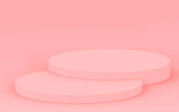 3D粉色圆筒讲台最小工作室背景 摘要三维几何形体图解绘制 情人节产品的展示 — 图库照片