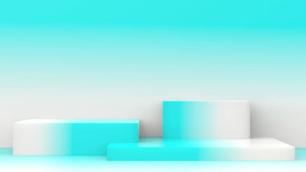 Blue White Cubes Gradient Colors Soft Pastel Minimal Studio Background — Stock Photo, Image