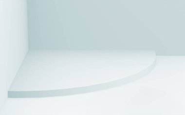 3D gri, parlak silindir podyum stüdyo arka planı. Soyut 3d geometrik şekil çizimi çizimi.