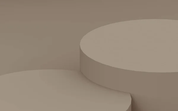 3D kahverengi silindir podyum stüdyo arkaplanı. Soyut 3d geometrik şekil çizimi. Kozmetik parfüm ürünleri için görünüm.