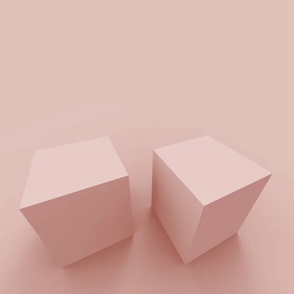 3d dusty pink cube and box podium minimal scene studio background. Abstract 3d geometric shape object illustration render. Natural color tones.